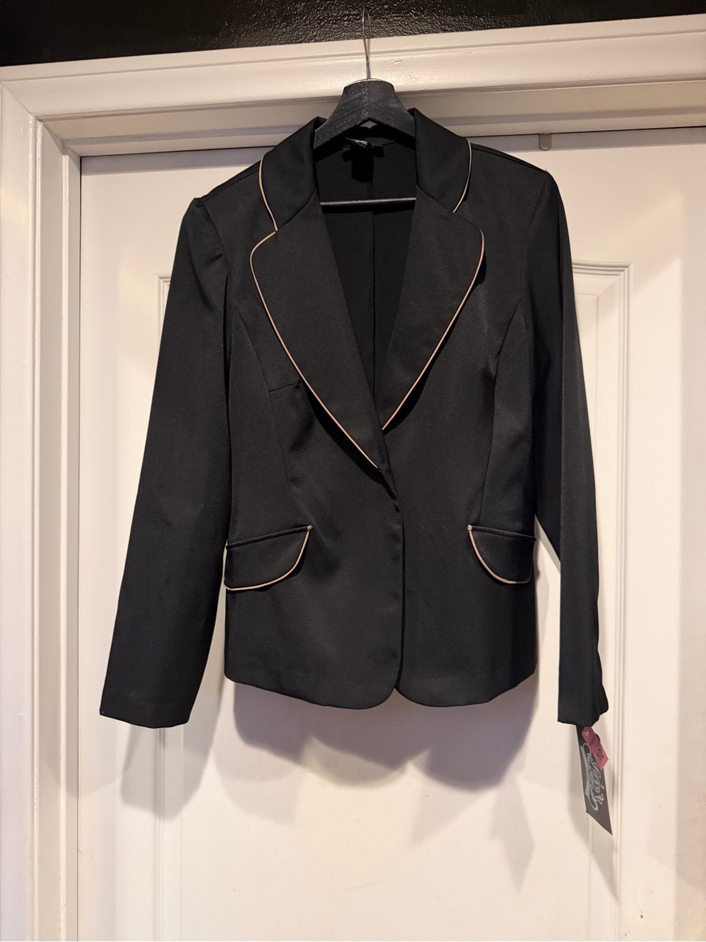 Milano Black Blazer with Contrast Piping